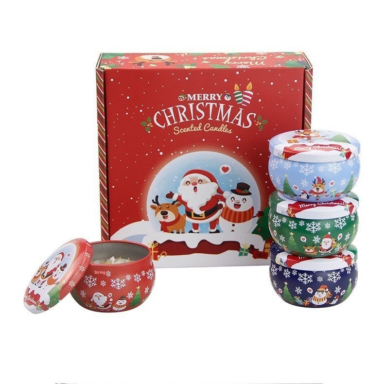Christmas Scented Candle Gift Set With Dried Flowers, 8-piece Set