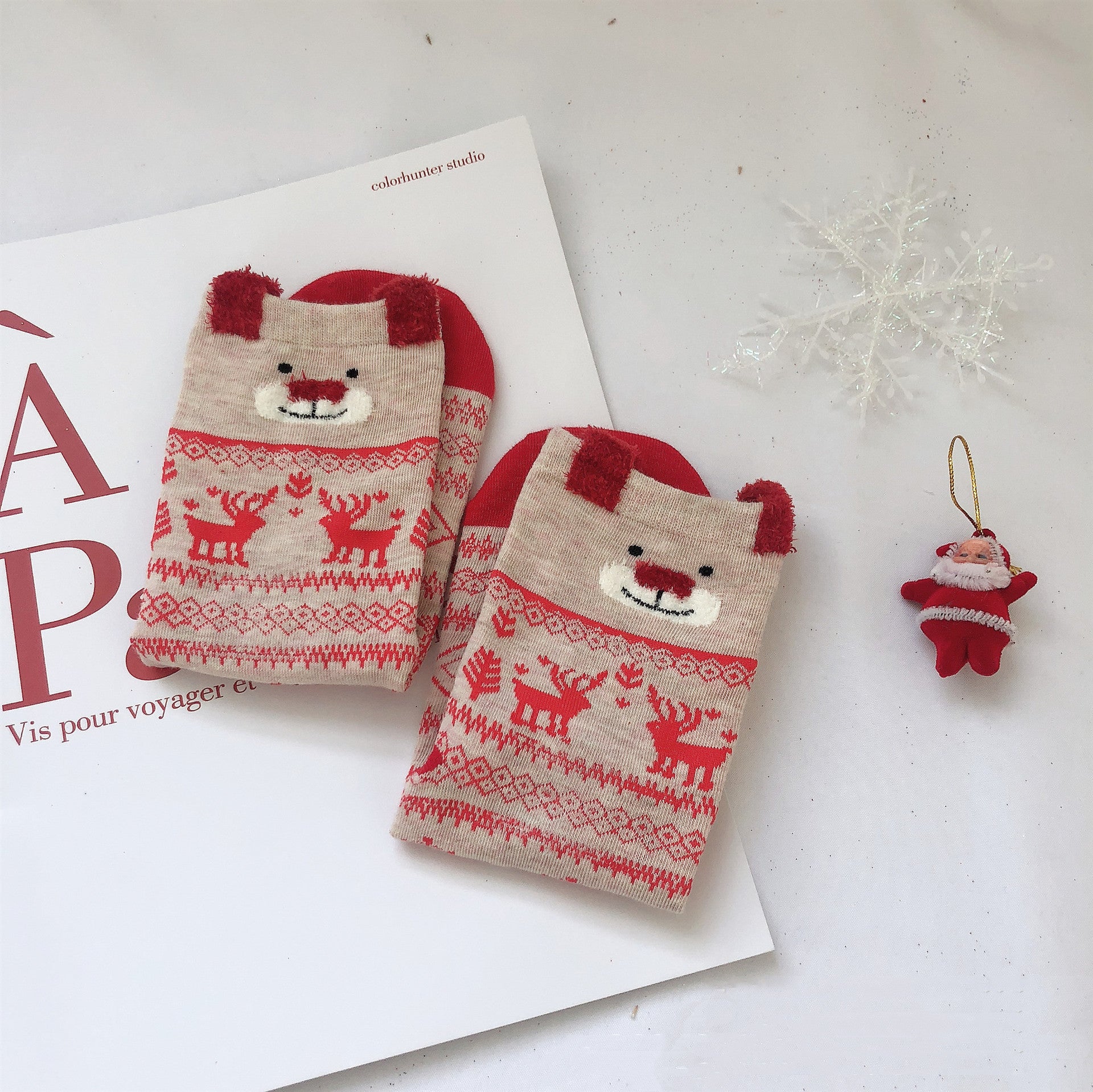 Creative Christmas Print Women's Cartoon Straight Socks