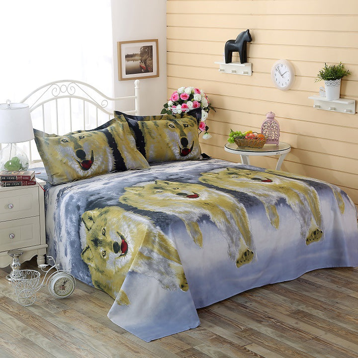 3D single bed sheet three-piece set