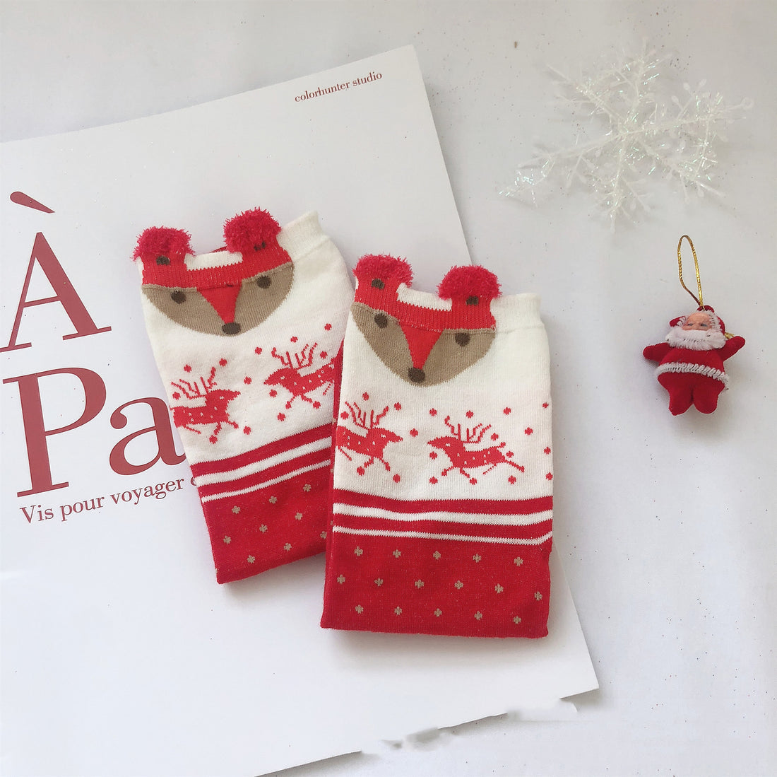 Creative Christmas Print Women's Cartoon Straight Socks
