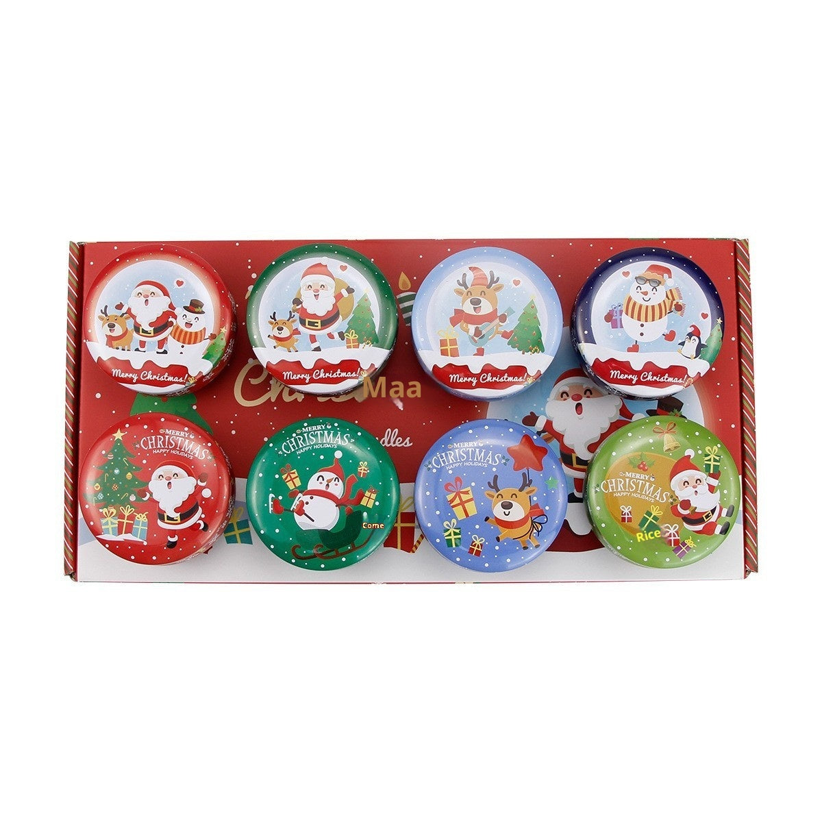 Christmas Scented Candle Gift Set With Dried Flowers, 8-piece Set