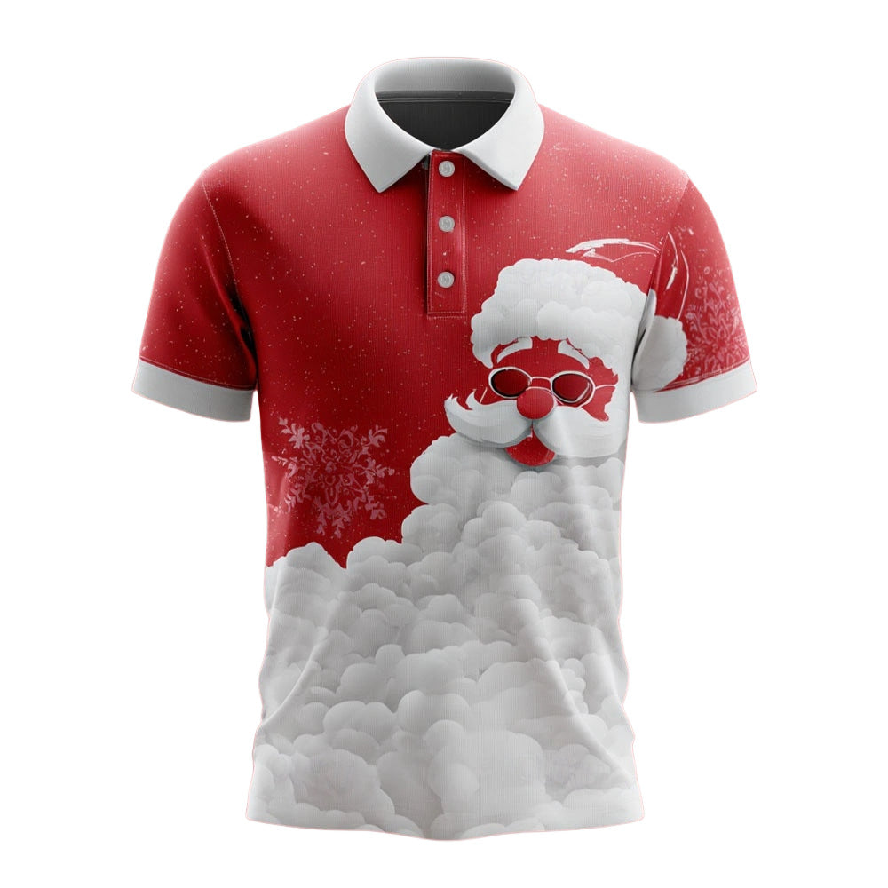Men's 3D Digital Printing Christmas Santa Reindeer Polo Collar Short Sleeve