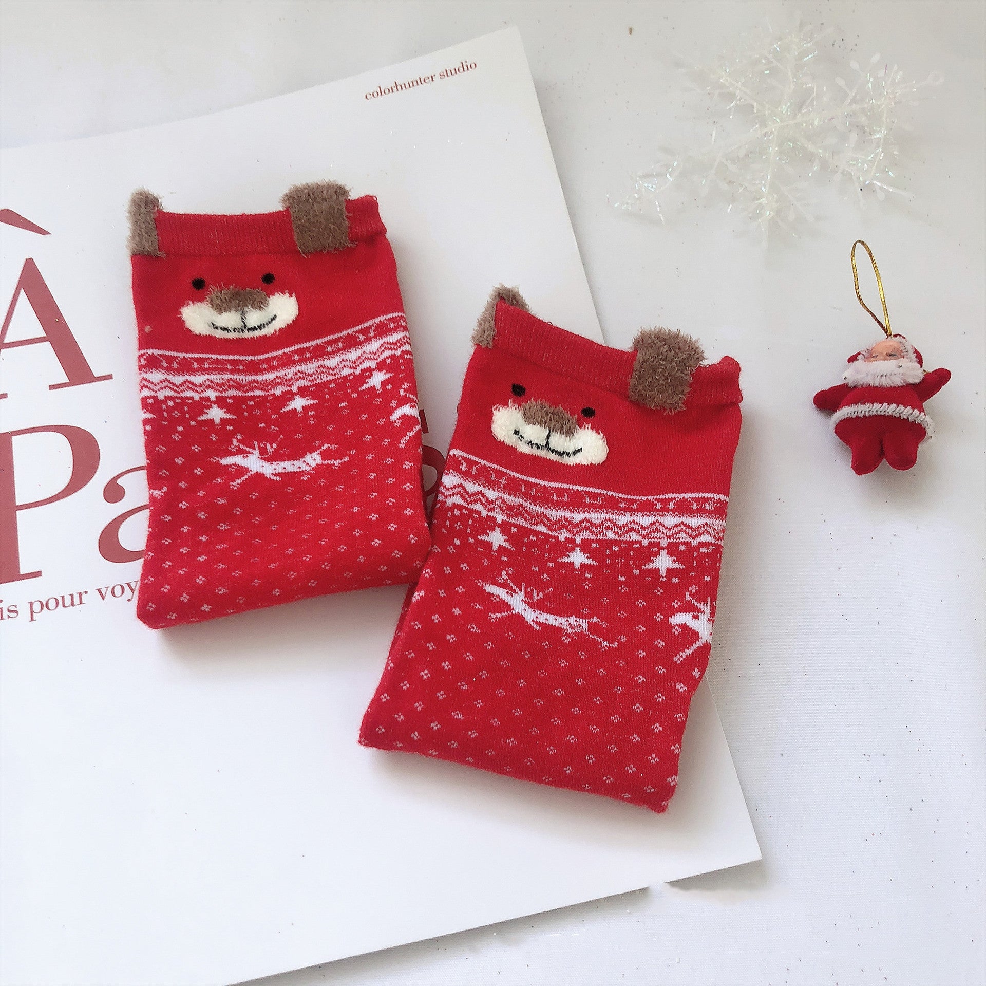 Creative Christmas Print Women's Cartoon Straight Socks