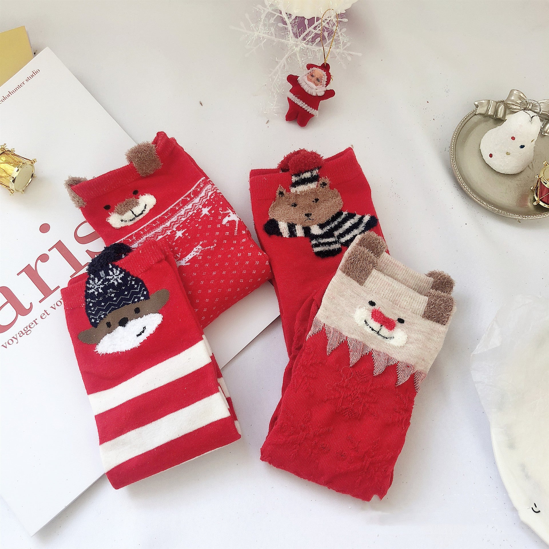 Creative Christmas Print Women's Cartoon Straight Socks