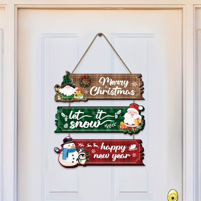 Santa Claus Wooden Ornaments Snowman And Reindeer Decorations
