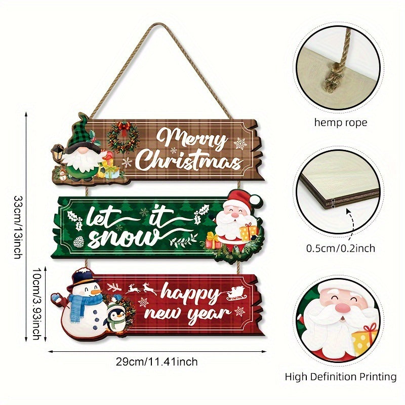 Santa Claus Wooden Ornaments Snowman And Reindeer Decorations