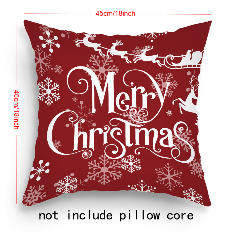 Pillow Cover Cartoon Santa Claus Elk Holiday Decoration Sofa Cushion Cover