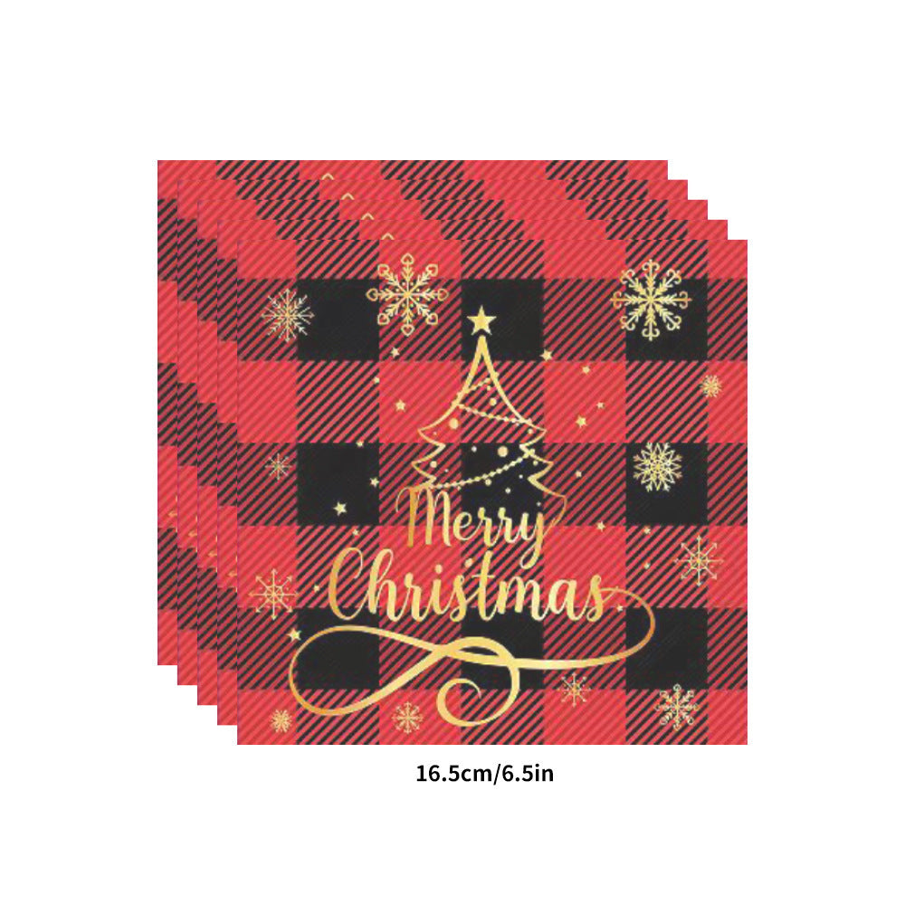 Christmas Party Birthday Supplies Disposable Paper Cups Napkins Plates Tablecloth Set