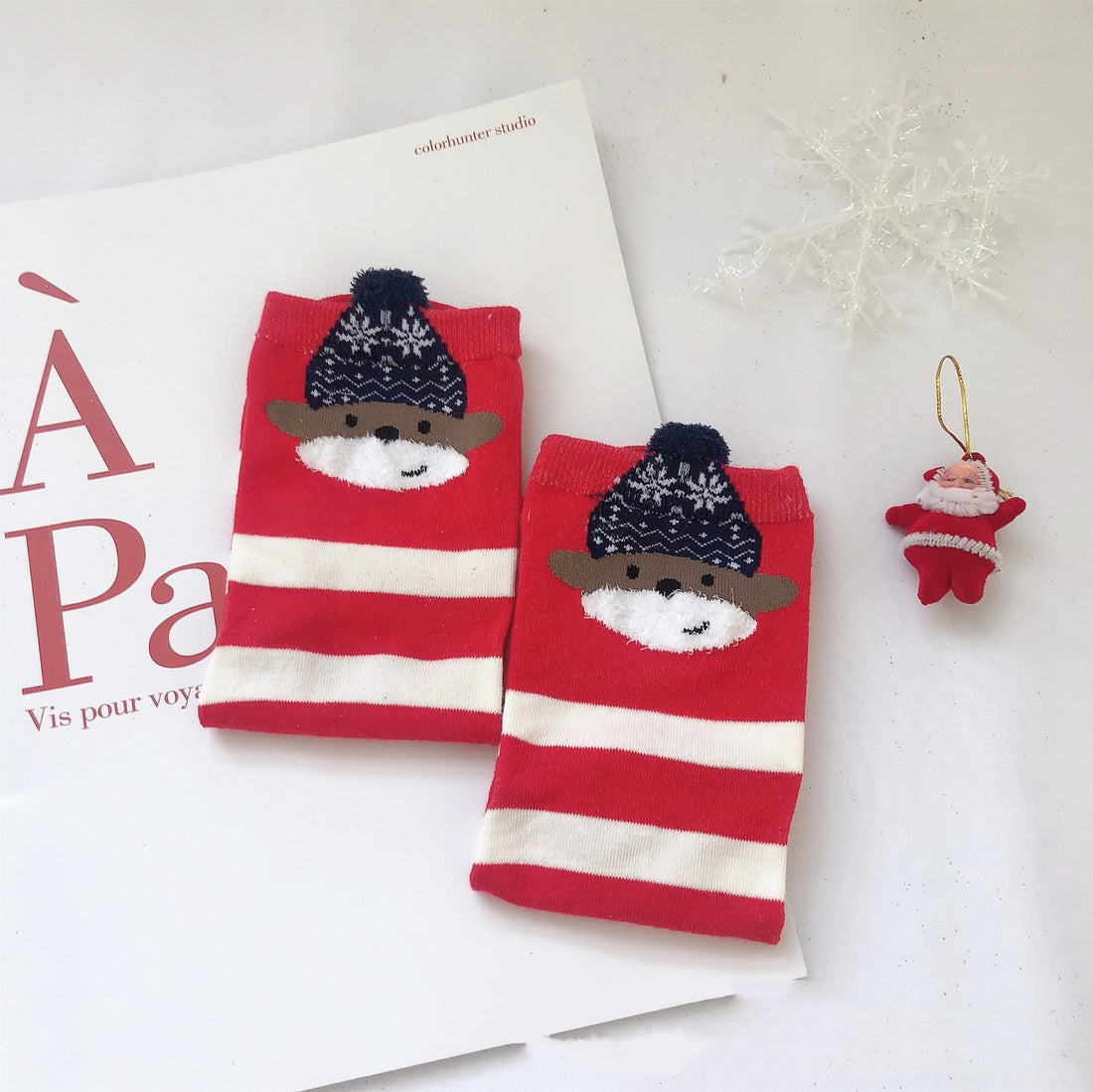 Creative Christmas Print Women's Cartoon Straight Socks